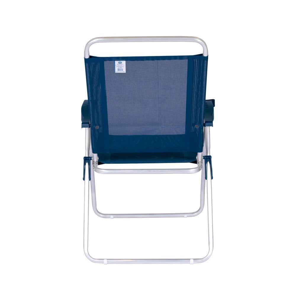Cadeira De Praia Alta Reclinável Boreal Com Porta Copo Mor Cor:azul Marinho Azul Marinho - 4