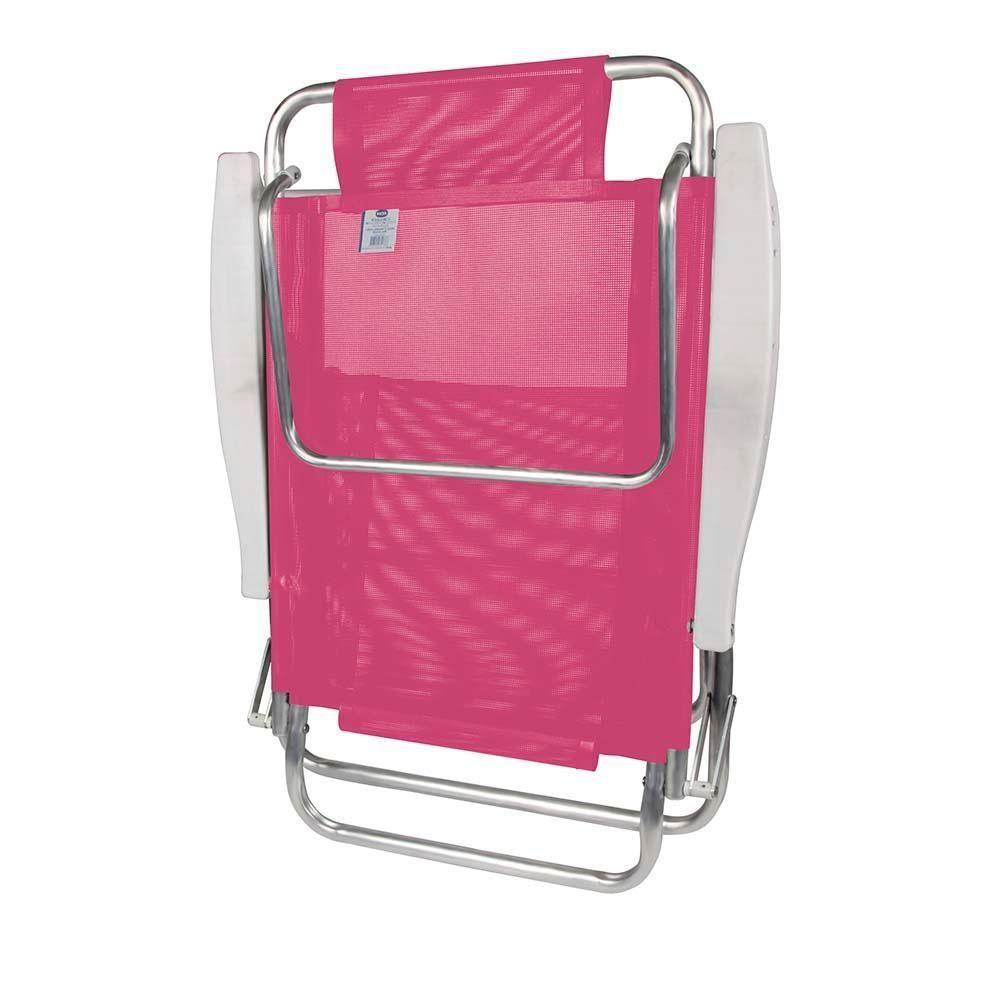 Kit 2 Cadeira Alumínio Reclinável Summer 6 Posições Rosa Mor - 4