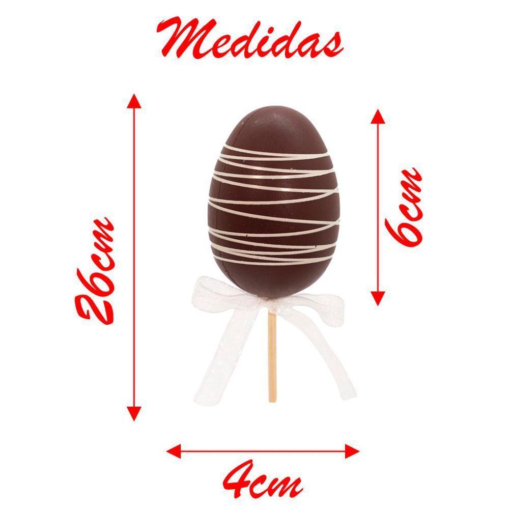 Kit 36 Ovos De Páscoa Enfeite Decorativo Chocolate Com Haste - 2