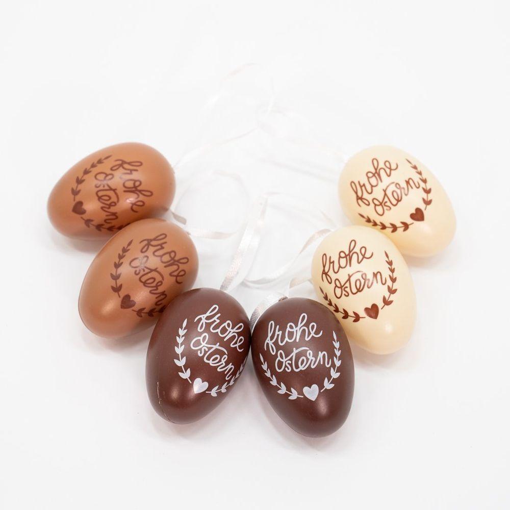 Kit 36 Ovos De Páscoa Pendente Marrom Enfeitado Decoração - 1