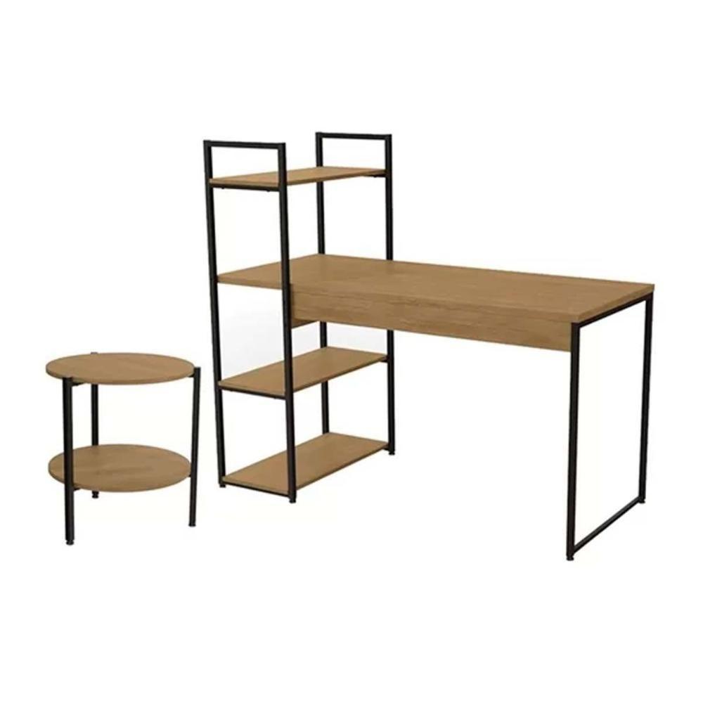 Escritório Completo Industrial (1 Escrivaninha, 1 Mesa Lateral) 2 Peças Freijó - Kappesberg - 5