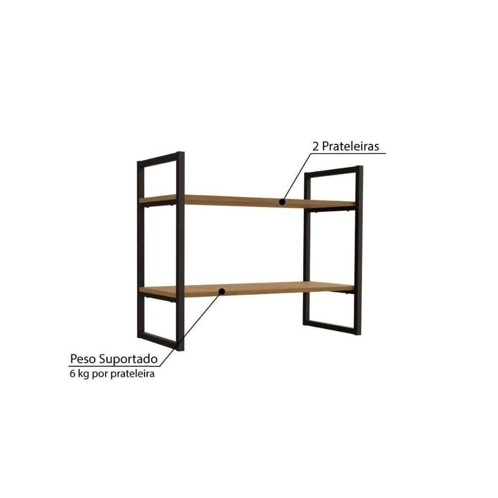 Escritório Completo Industrial 3 Peças (1 Escrivaninha, 1 Nicho, 1 Mesa de Centro) Freijo/Preto - Kappesberg - 4