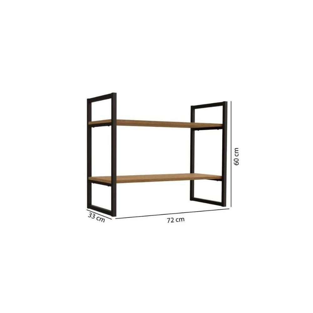 Escritório Completo Industrial 3 Peças (1 Escrivaninha, 1 Nicho, 1 Mesa de Centro) Freijo/Preto - Kappesberg - 7