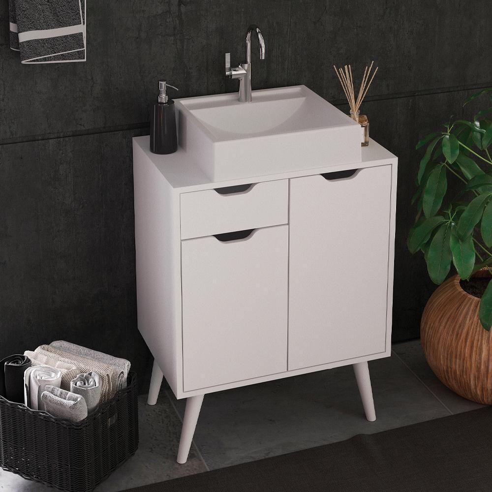 Gabinete Para Banheiro 2 Portas 1 Gaveta Bn3637 Branco Tecno Mobili Branco - 7