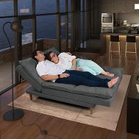 Sofá Cama Vancouver 3 Lugares Império Reclinável Casal Pés Madeira Suede Cinza 380 - 2