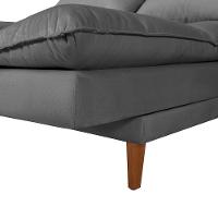 Sofá Cama Vancouver 3 Lugares Império Reclinável Casal Pés Madeira Suede Cinza 380