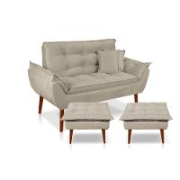 Kit C/ 01 Namoradeira Opala + 02 Puffs Opala + 02 Almofadas Suede Bege - 1