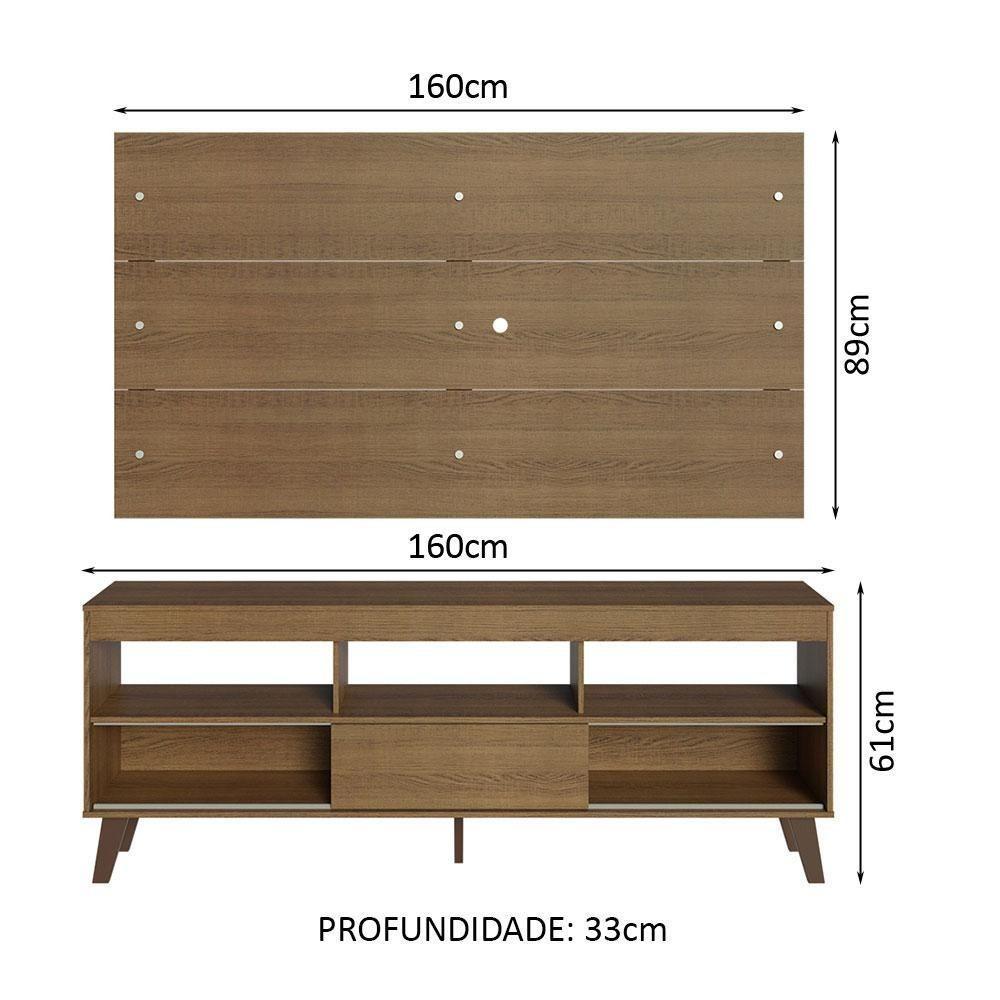 Rack Com Painel Para Tv Até 65 Polegadas Com Pés Rustic Texas Madesa Rustic - 6