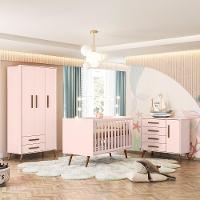 Conjunto Quarto Infantil Retro Sevilha Rosa Com Colchao - 1