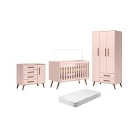 Conjunto Quarto Infantil Retro Sevilha Rosa Com Colchao - 8