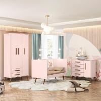 Conjunto Quarto Infantil Retro Sevilha Rosa Com Colchao - 9