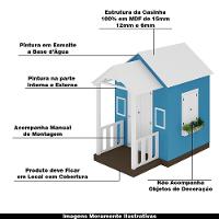 Casinha De Brinquedo Artesanal Com Varanda Mdf Branco/azul Claro L12 - Criança Feliz - 6
