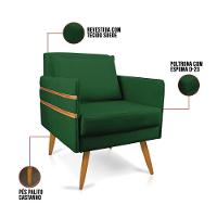 Kit 02 Poltronas Mari Suede Verde Pés Palito Castanho - 3