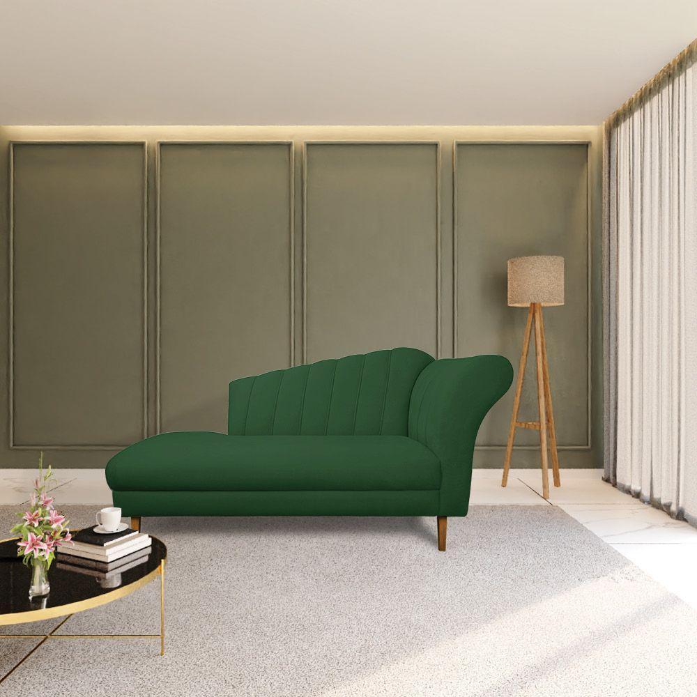 Divã Recife Veludo Verde 165 Cm Pés Chanfrado Castanho - D'rossi - 8