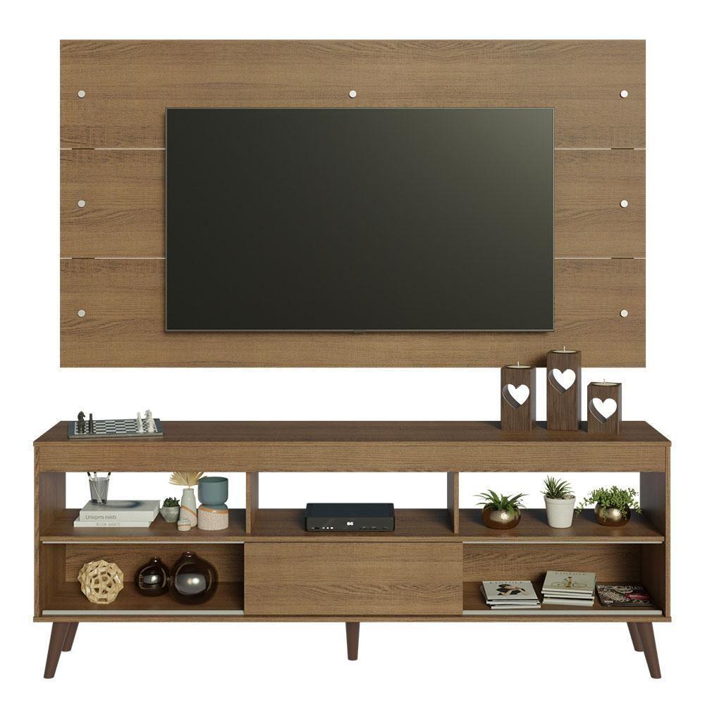 Rack Com Painel Para Tv Até 65 Polegadas Com Pés Rustic Detroit Madesa Rustic - 7