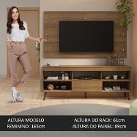 Rack Com Painel Para Tv Até 65 Polegadas Com Pés Rustic Detroit Madesa Rustic - 8