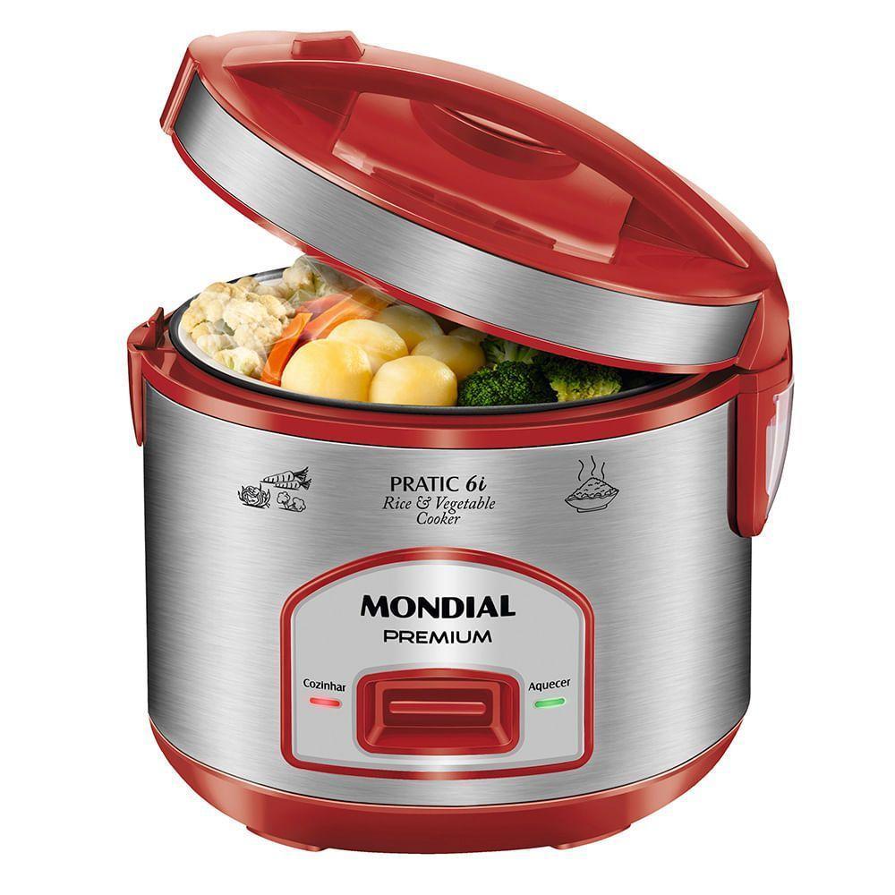 Panela Elétrica Mondial Pratic 6I Vermelho-Inox 127V - 6