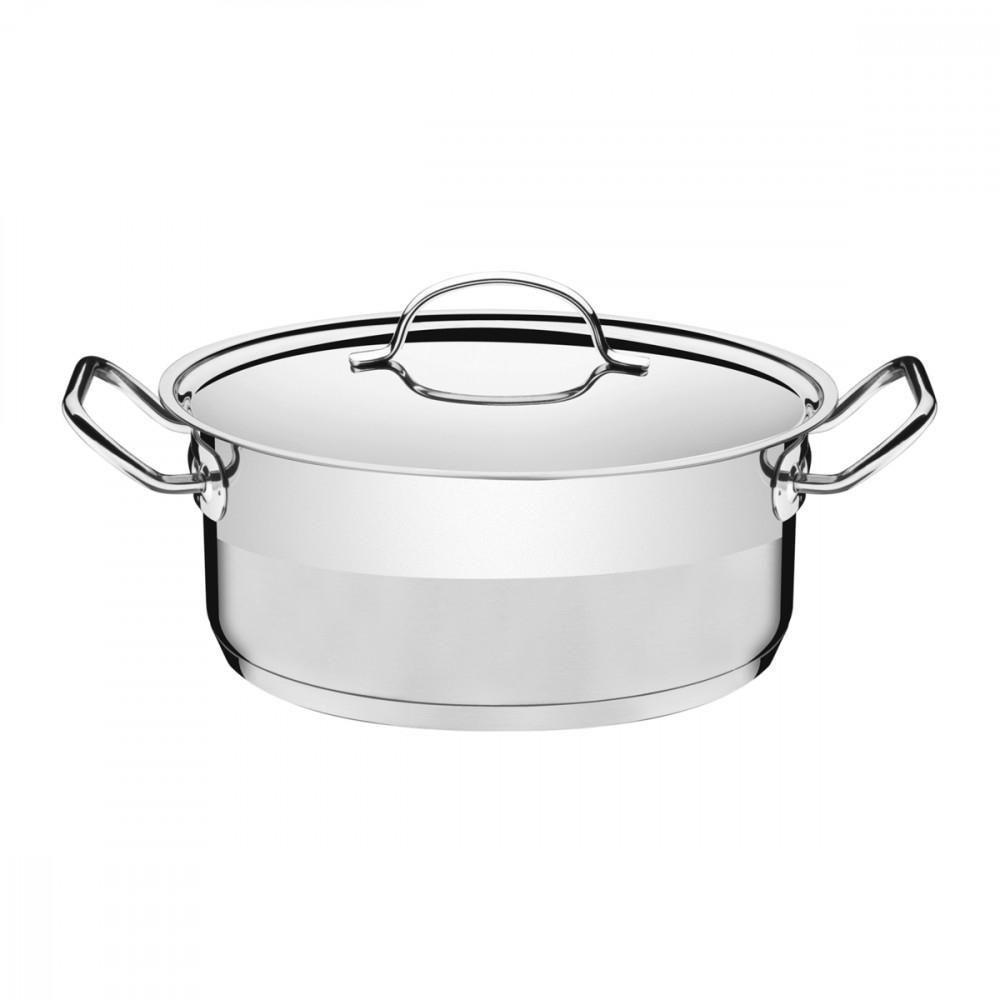 Caçarola Tramontina Rasa Em Inox Com Tampa Plana 24Cm 4,7L - 1