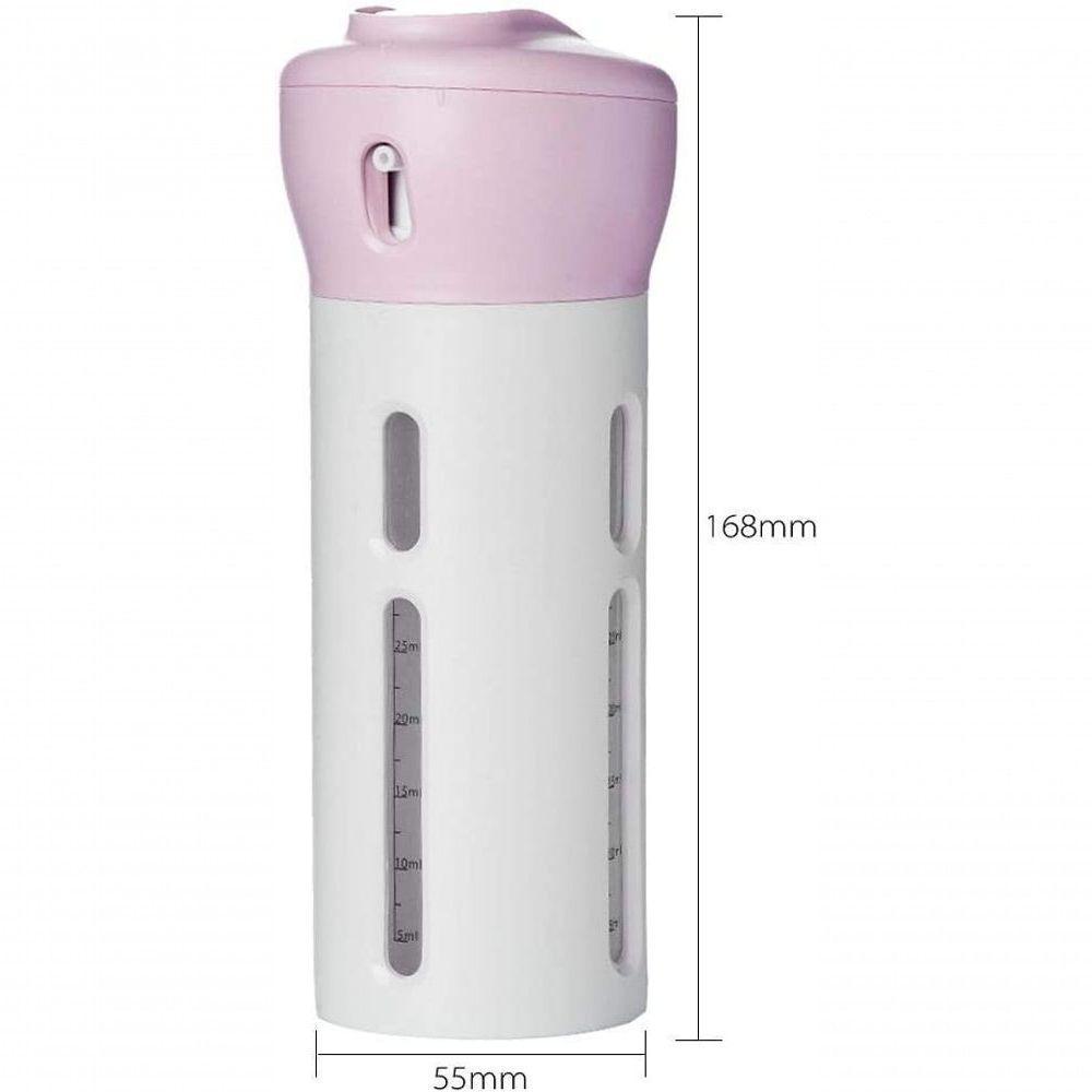 Dispenser Garrafa 4 Em 1 Loção Portátil Shampoo Gel Cremes Rosa Viagens - 1