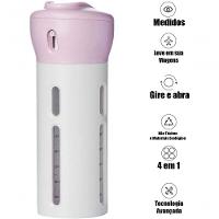 Dispenser Garrafa 4 Em 1 Loção Portátil Shampoo Gel Cremes Rosa Viagens - 5