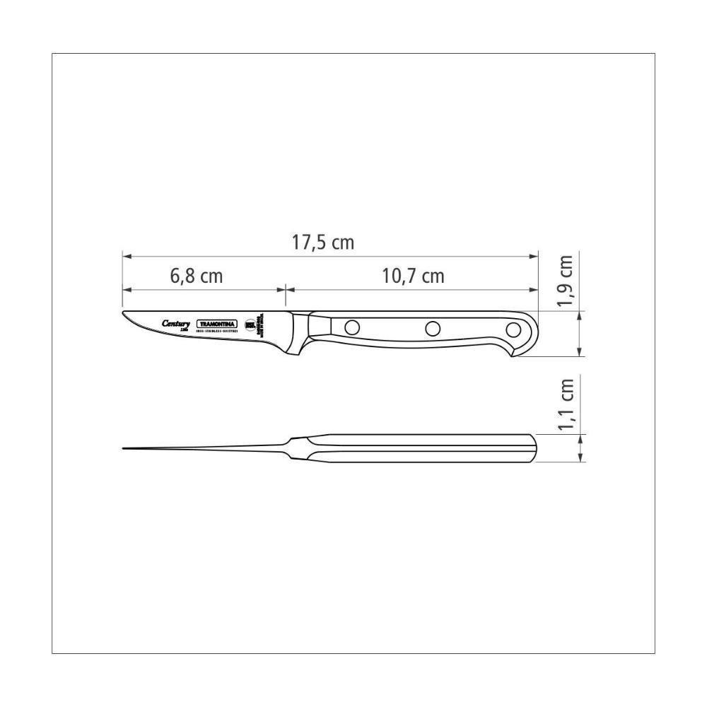Faca Para Frutas E Legumes Tramontina Century Com Lamina Em Aço Inox E Cabo Em Policarbonato 3" - 2