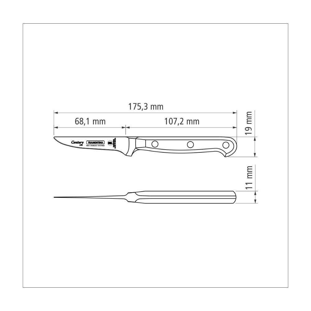 Faca Para Frutas E Legumes Tramontina Century Com Lamina Em Aço Inox E Cabo Em Policarbonato 3" - 4