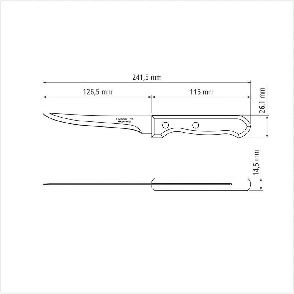 Faca Para Desossar Tramontina Dynamic Com Lâmina Em Aço Inox E Cabo De Madeira Natural 5" Tramontina - 4