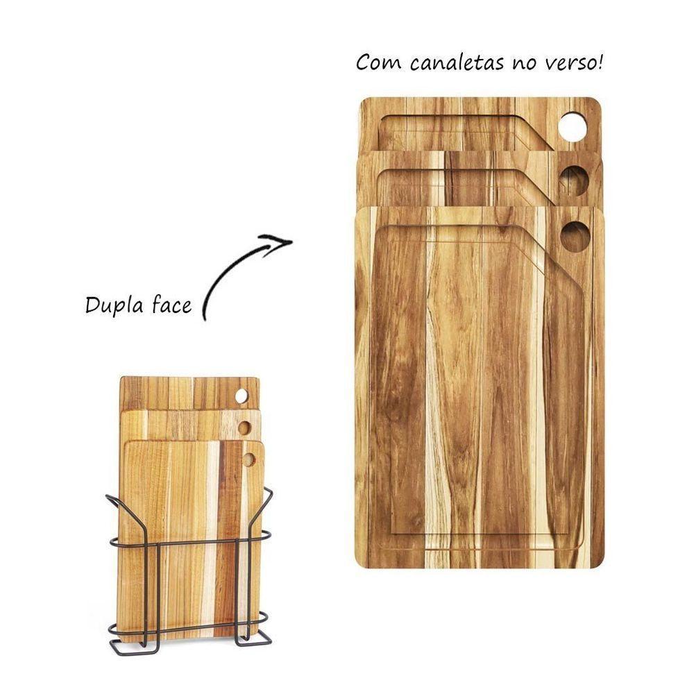 Kit 3 Tábuas De Madeira Com Suporte Em Aço - Stolf - 4