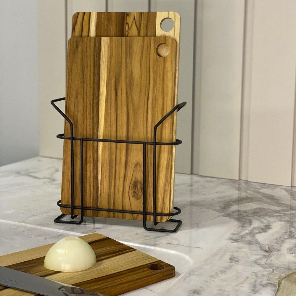 Kit 3 Tábuas De Madeira Com Suporte Em Aço - Stolf - 8