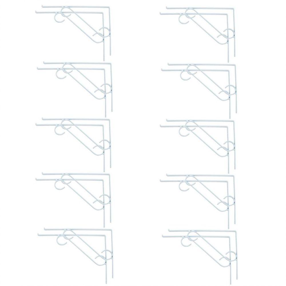 Kit 20 Cantoneira Branca Suporte Em S P/ Vidro 50X30Cm - 1
