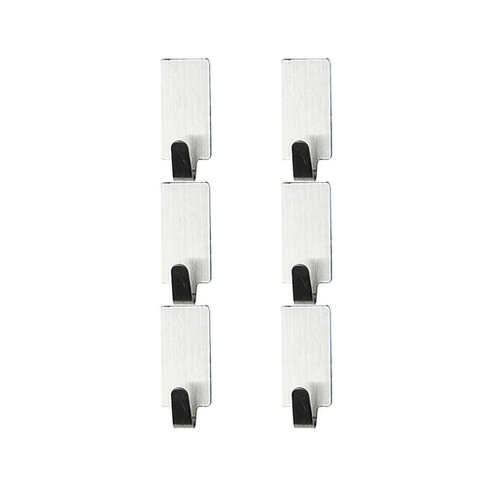 Kit 6 Ganchos Inox De Parede Com Adesivo único - 1