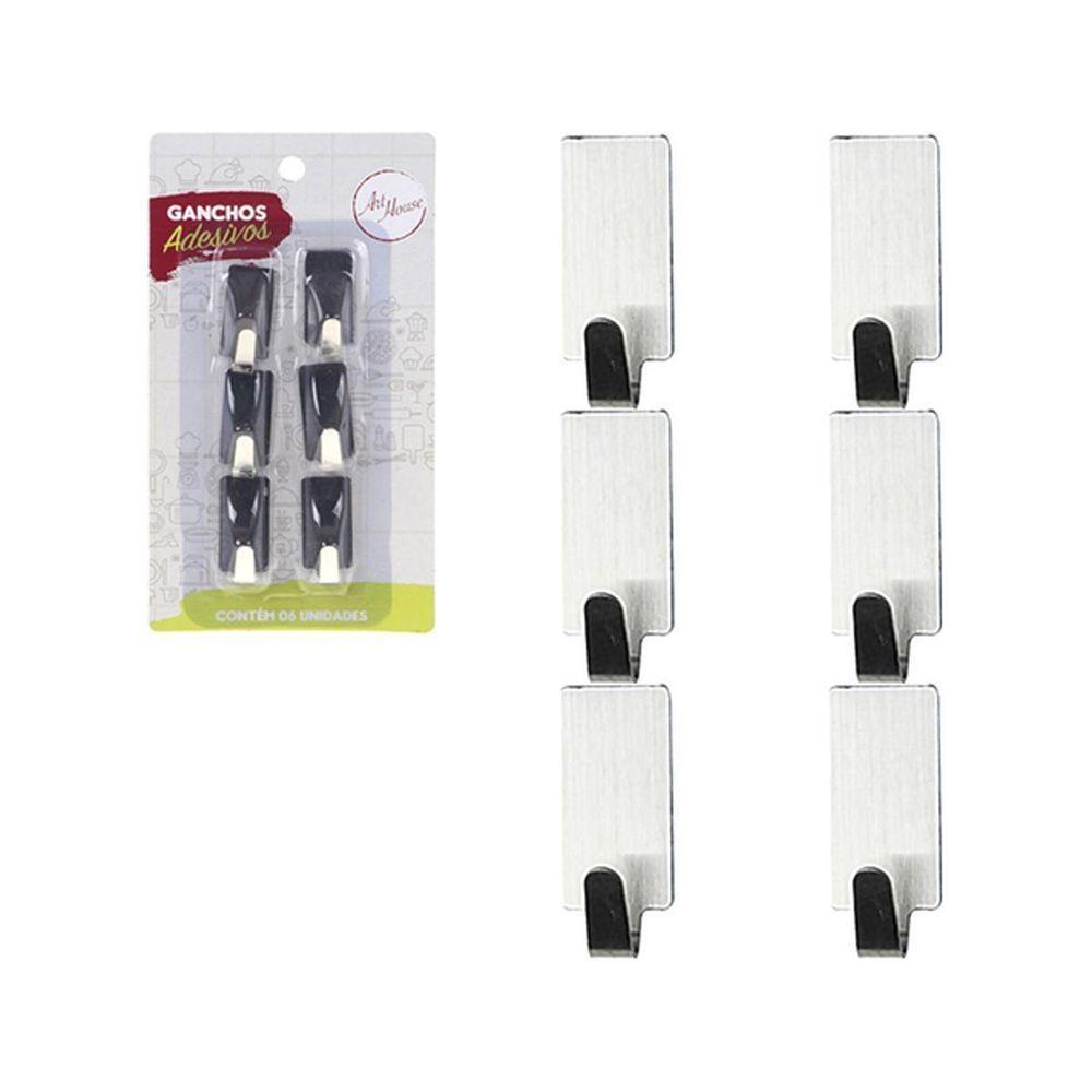 Kit 6 Ganchos Inox De Parede Com Adesivo único - 2