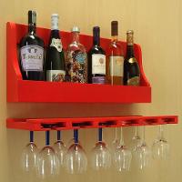 Porta Taças E Prateleira Adega Para Vinhos Garrafas Bar Vermelho Laca - 1