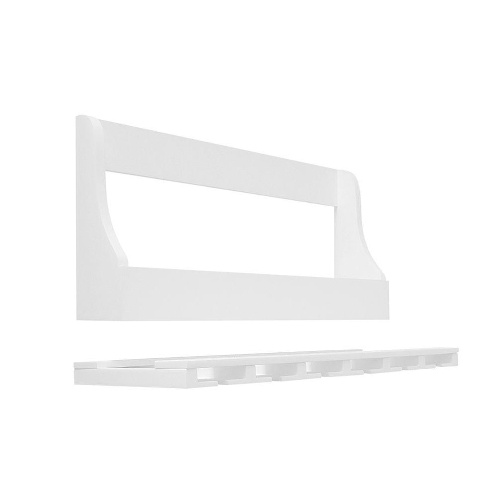 Porta Taças E Prateleira Adega Para Vinhos Garrafas Bar Branco Laca - 3