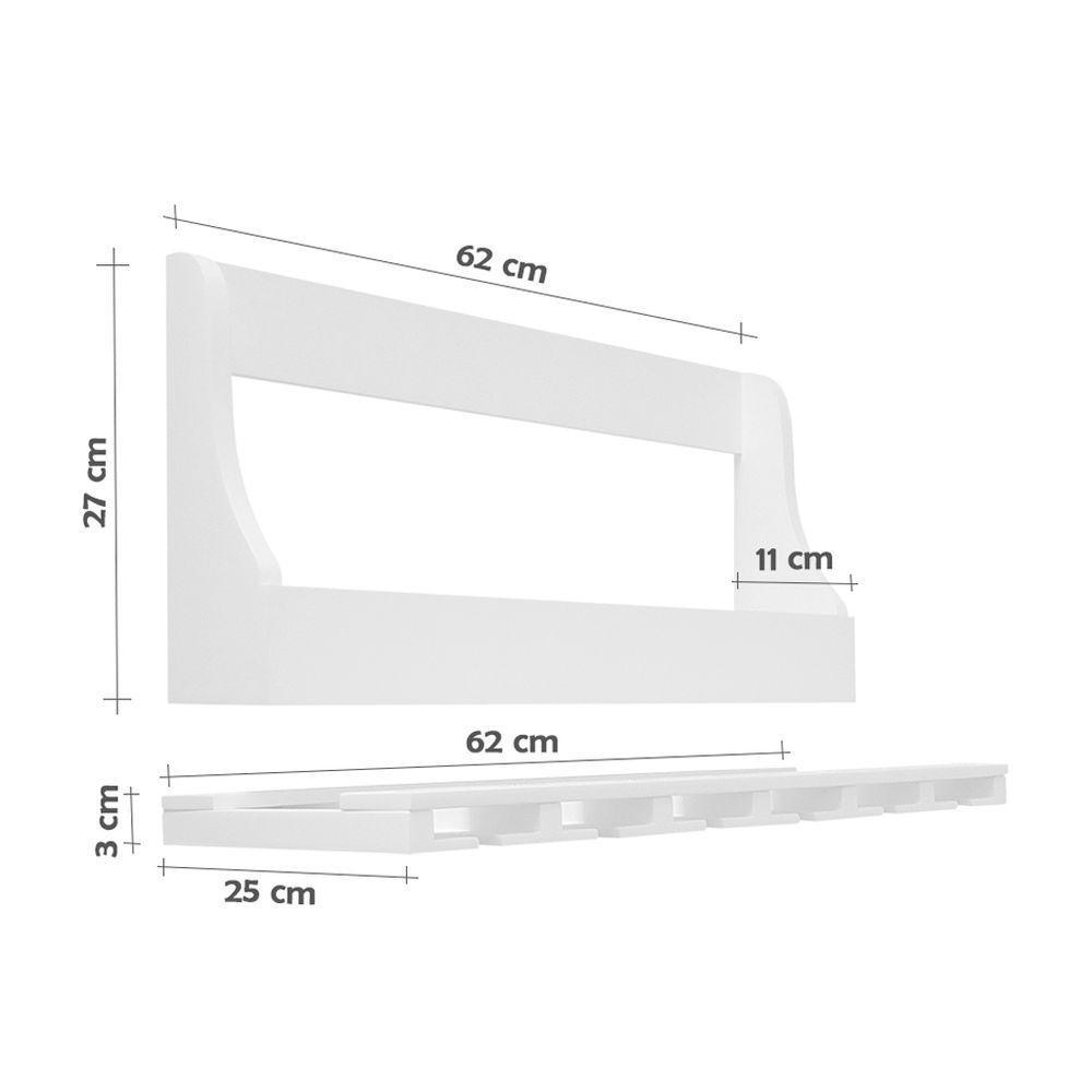 Porta Taças E Prateleira Adega Para Vinhos Garrafas Bar Branco Laca - 4