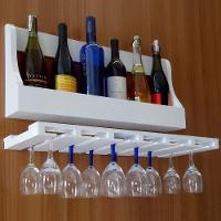 Porta Taças E Prateleira Adega Para Vinhos Garrafas Bar Branco Laca - 1