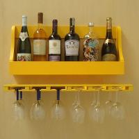 Porta Taças E Prateleira Adega Para Vinhos Garrafas Bar Amarelo Laca - 2