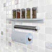 Suporte De Parede Porta Papel Toalhas E Prateleira Para Temperos Cozinha Estilo Industrial Branco - 3