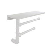 Suporte De Parede Porta Papel Toalhas E Prateleira Para Temperos Cozinha Estilo Industrial Branco