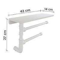 Suporte De Parede Porta Papel Toalhas E Prateleira Para Temperos Cozinha Estilo Industrial Branco - 5