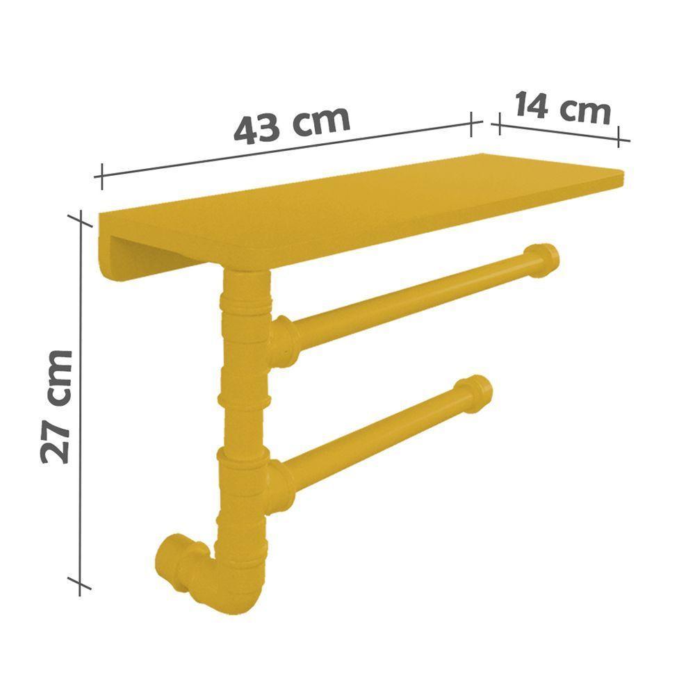 Suporte De Parede Porta Papel Toalhas E Prateleira Para Temperos Cozinha Estilo Industrial Amarelo - 5