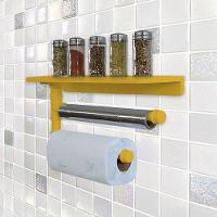 Suporte De Parede Porta Papel Toalhas E Prateleira Para Temperos Cozinha Estilo Industrial Amarelo - 3