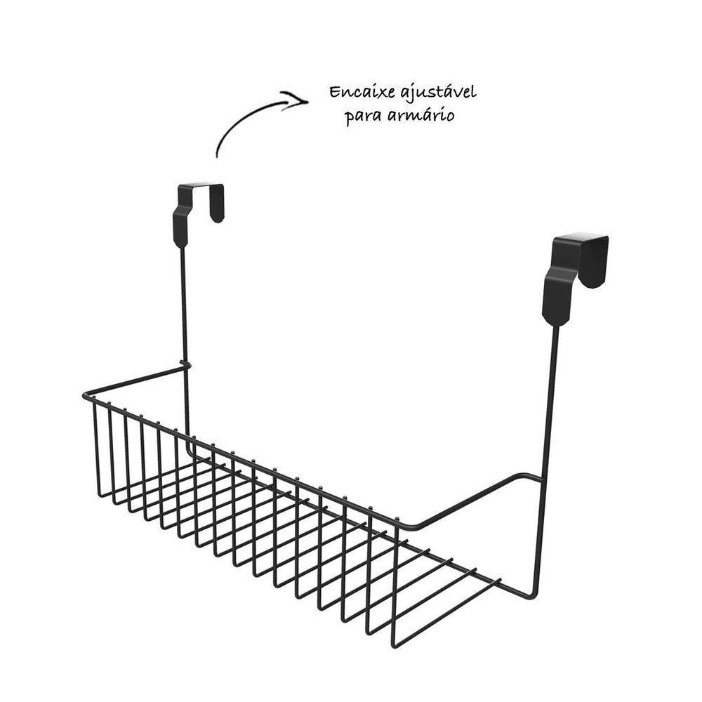 Suporte Multiúso Com Encaixe Para Porta De Armário - Stolf Preto - 3