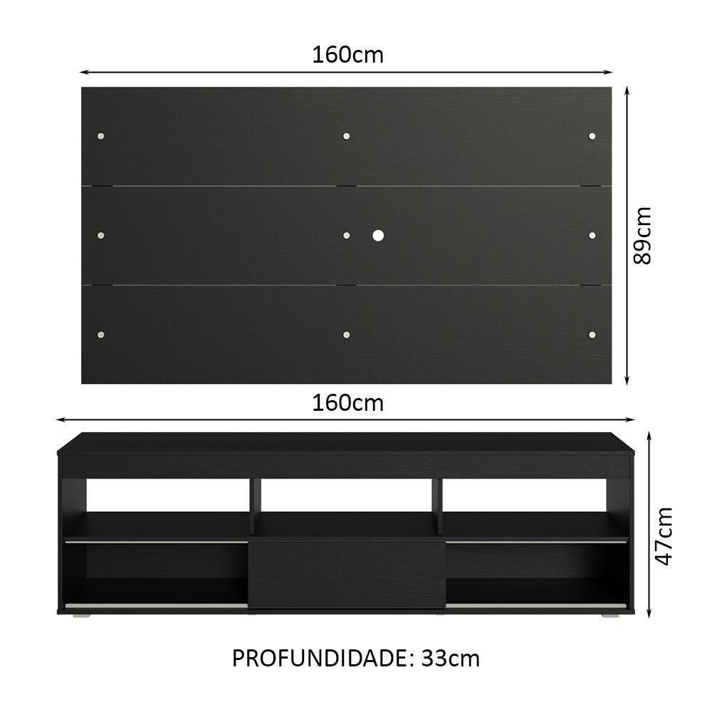 Rack Com Painel Para Tv Até 65 Polegadas Preto Madesa Preto - 4