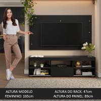 Rack Com Painel Para Tv Até 65 Polegadas Preto Madesa Preto - 2