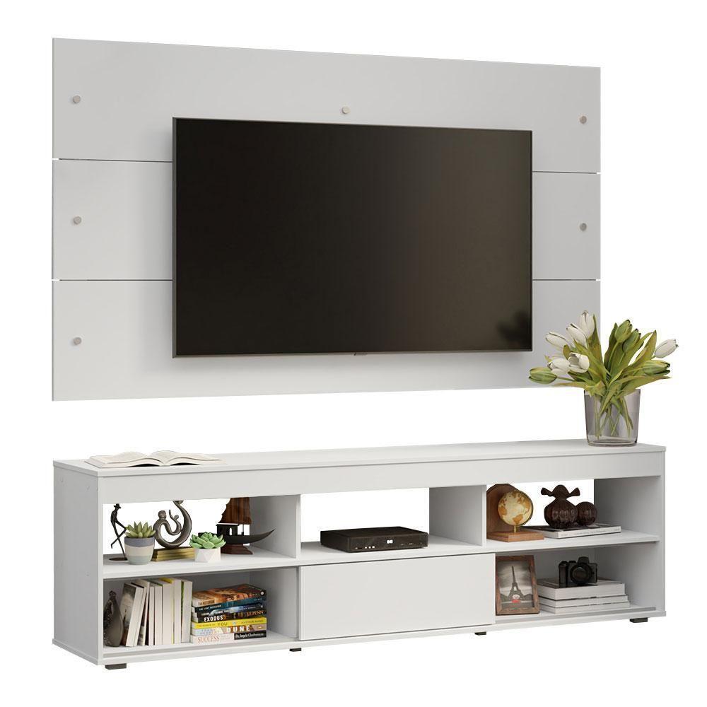 Rack Com Painel Para Tv Até 65 Polegadas Branco Orlando Madesa Branco - 7