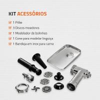 Moedor De Carne Elétrico Mondial Premium Mc-03 Preto/Inox 127V - 6