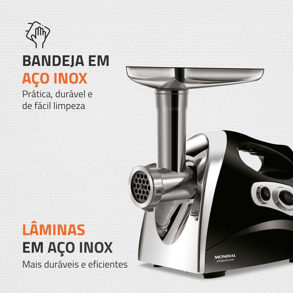Moedor De Carne Elétrico Mondial Premium Mc-03 Preto/Inox 220V - 3