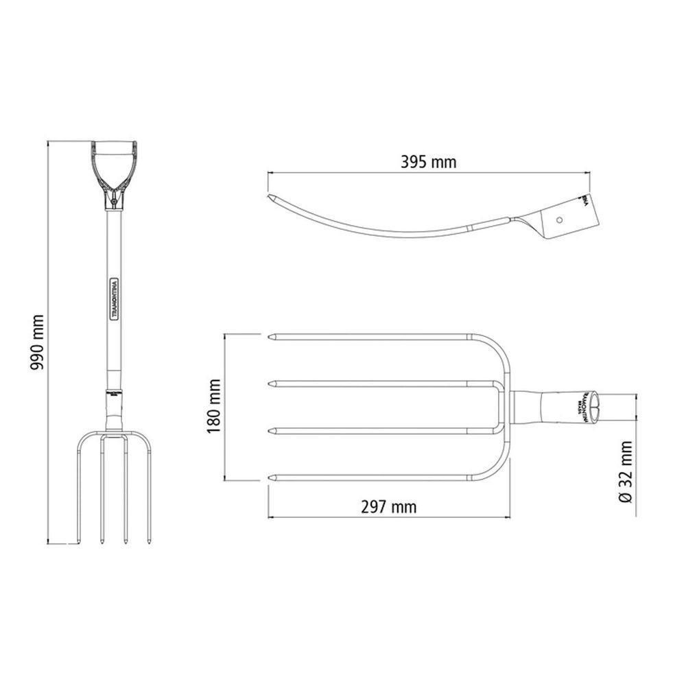 Forcado Reto De Arame Com 4 Dentes Tramontina Em Aço Com Cabo De Madeira 71 Cm Tramontina - 2