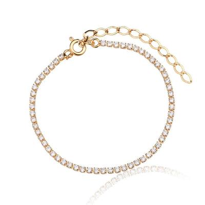 Pulseira Folheada A Ouro 18k Riviera Mini Zircônias Cristal